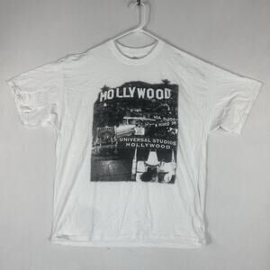 Retro Universal Studios Hollywood T-shirt Mens 2XL White Short Sleeve Graphic